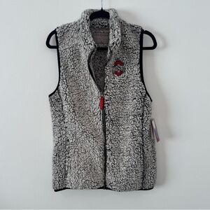 NWT - Ohio State Buckeyes Women’s Sherpa Fleece Zip Vest Gray Size Large